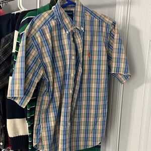 Ralph Lauren Blue and Yellow Plaid Boys Shirt. 2 piece. Size 8/10